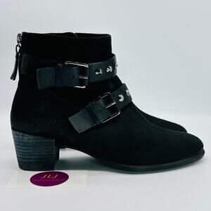 ECCO Women's Black Nubuck Studded Harness Ankle Boots Size 39 EU/ 8-8.5 US